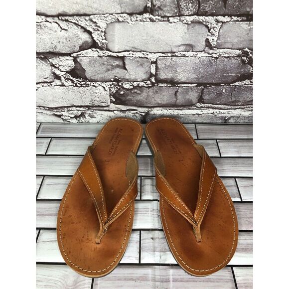 Klimatsakis Brown Leather Casual Flip Flops Greek Thong Sandals Women Sz 41EU - Picture 4 of 16